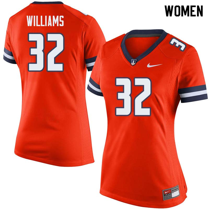 Women #32 Justice Williams Illinois Fighting Illini College Football Jerseys Sale-Orange